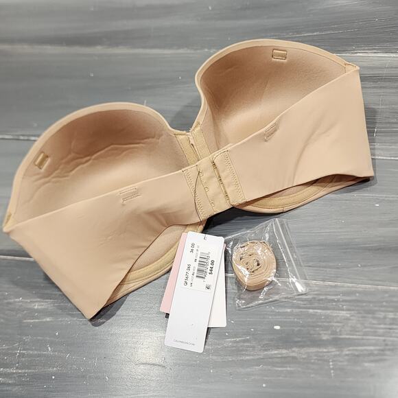 Calvin Klein Strapless Push-Up Bra 36DD Underwire Naked Glamour QF5677 Beige - Picture 8 of 11